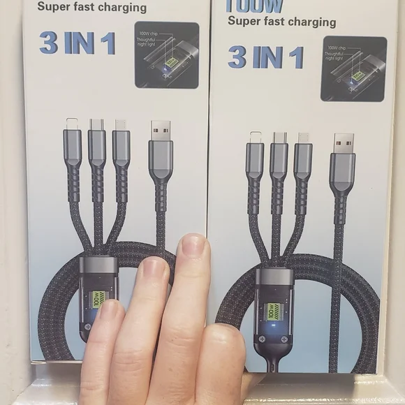 100W 3-in-1 Charging Cable - Black