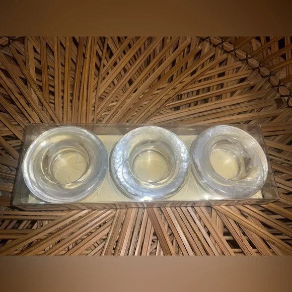 Pier 1 Imports Minimalist Round Brand New Glass Marbled Tea Light Candle Holders