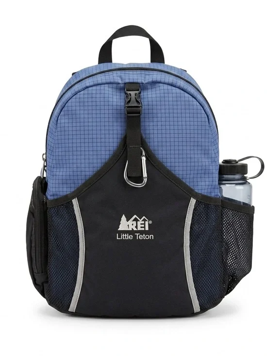 VINTAGE REI Little Teton Blue and Black Daypack with Bottle Pocket