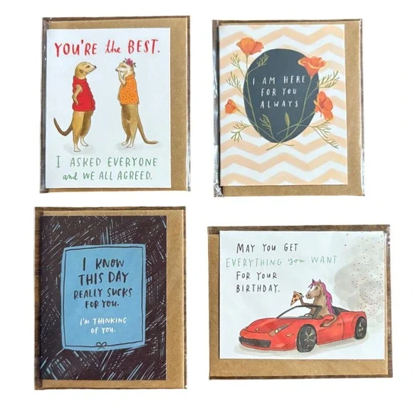 Emily McDowell Studio Greeting Cards Set - Humor, Birthday, Friendship Lot of‎ 4