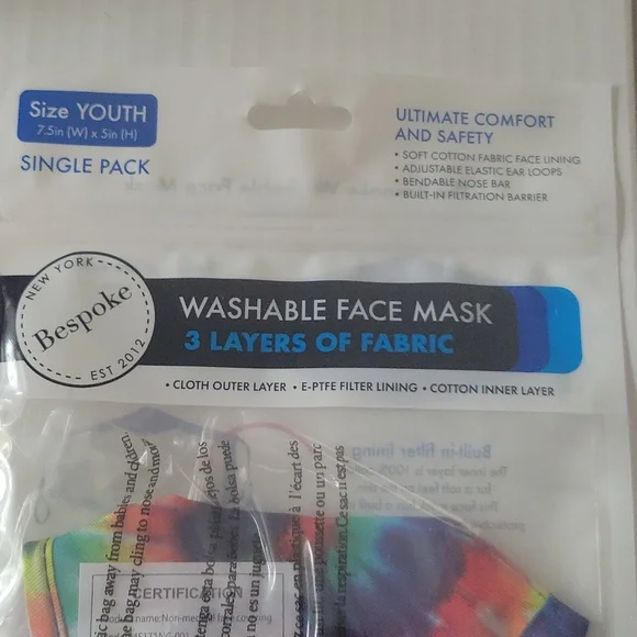 🆕️ Bespoke Washable face mask Multi tie dye Youth