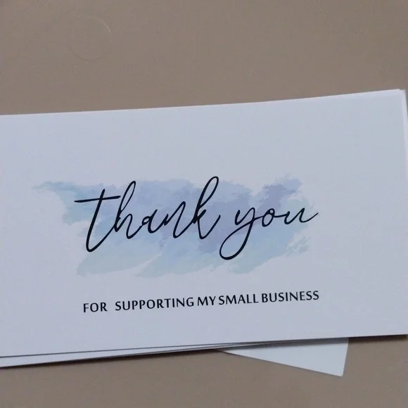 50 Thank You Cards with Blue Brushstroke