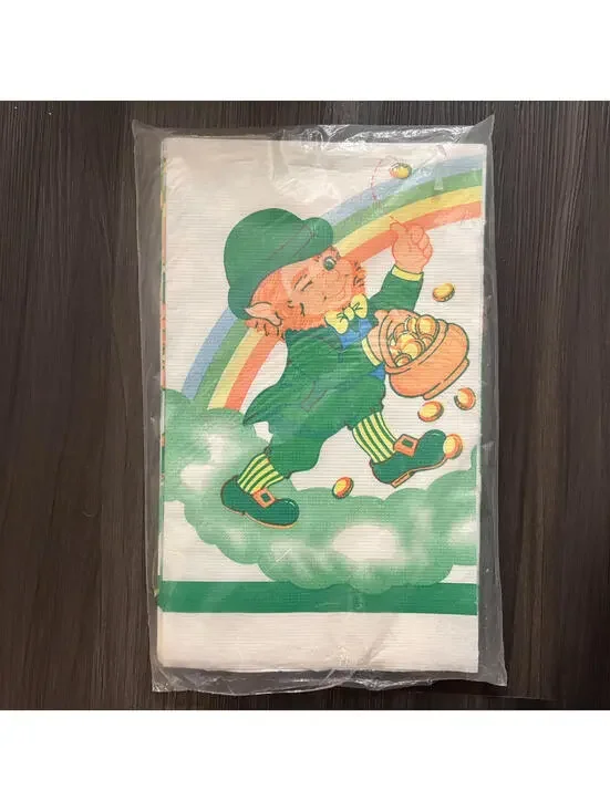 Vintage CA Reed St Patrick's Day Table Cover Leprechaun w/ Gold Pot 52