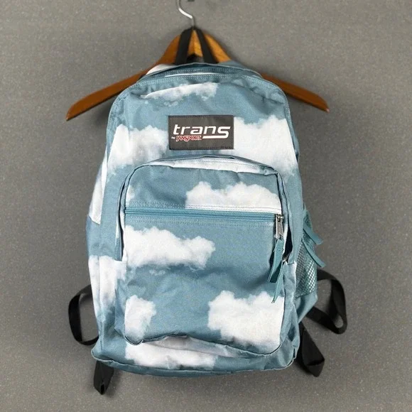 Jansport Trans Backpack Cloud Print Blue White Teal School‎ Travel Bag