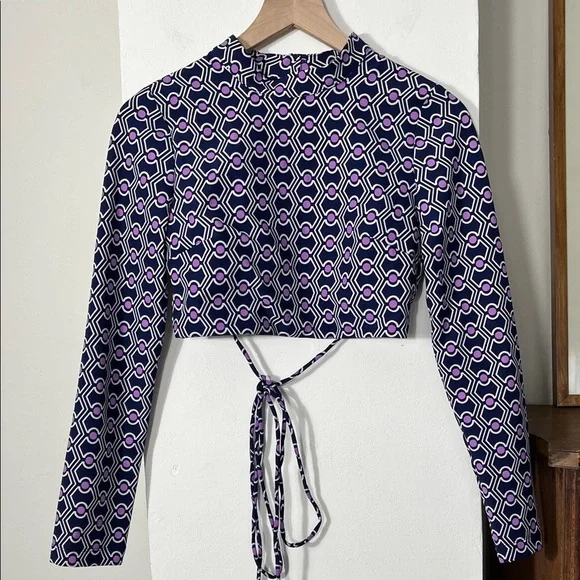 Zara Purple and Blue Geometric Blouse