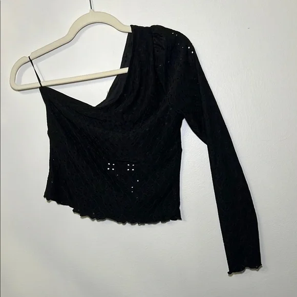 Good Luck Gem Black Asymmetrical Top new with tag