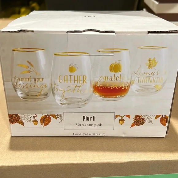 Pier 1 Thanksgiving Wine Glasses