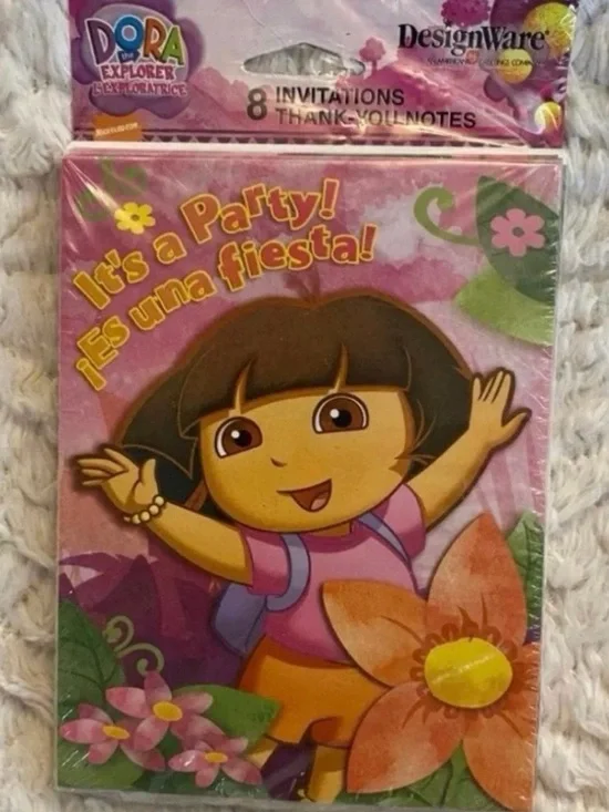 💞 New Dora The Explorer Party Invitations & Thank You Cards Set