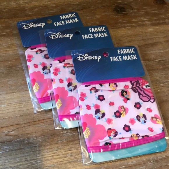 3 Disney Princess Face Mask for Kids. Set of three. Cloth Face Masks