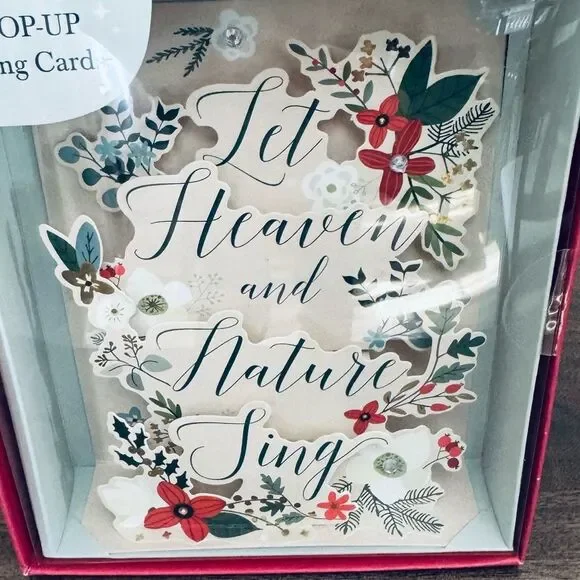 Pop Up Floral Holiday Let Heaven and Nature Sing Christmas Cards
