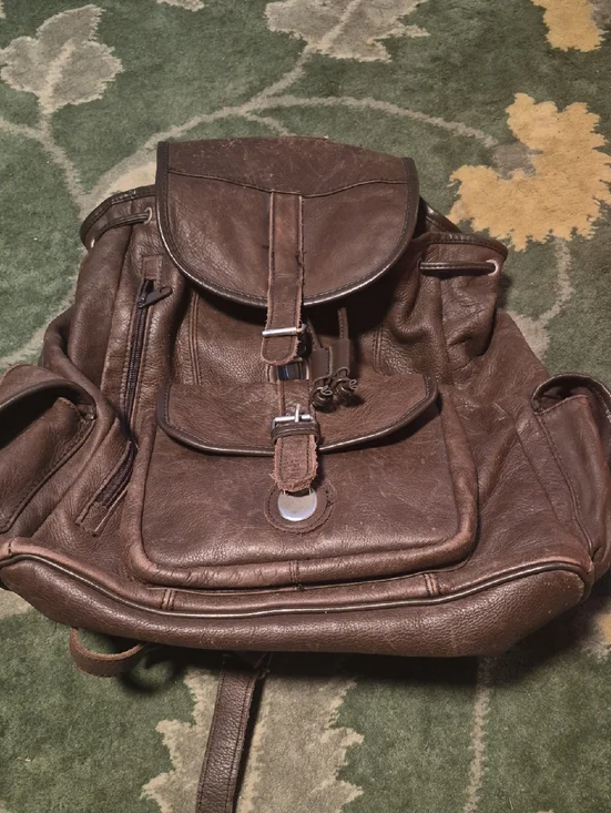 Men's Brown Leather Backpack - Classic Casual Rucksack