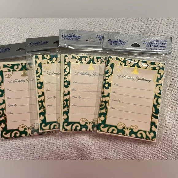 Holiday Party Invitations - Hunter Green and Gold 4 packs of 10 by C.R. Gibson
