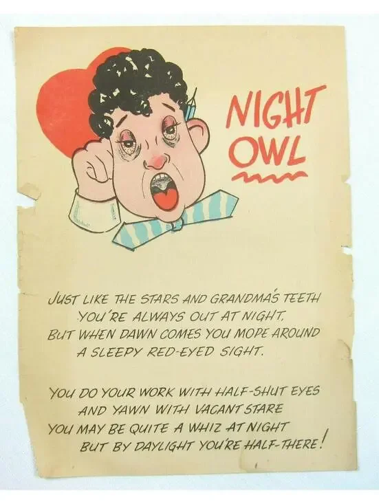 Vintage Vinegar Valentine Night Owl Penny Dreadful Sarcasm Insult Poem Ephemera