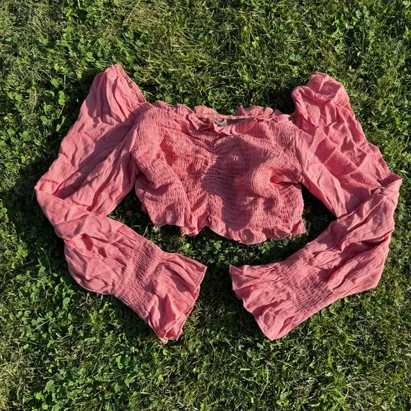 Pink Ruched Crop Top