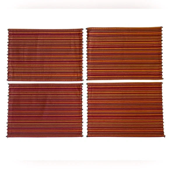 Pier 1 Imports Spicey Stripe Placemat 14” x 20” Fall Holiday Multicolor Set of 4