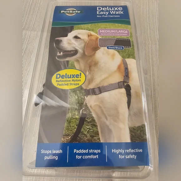 PETSAFE Easy Walk No Pull Harness Gray & Black - Medium/Large Dog