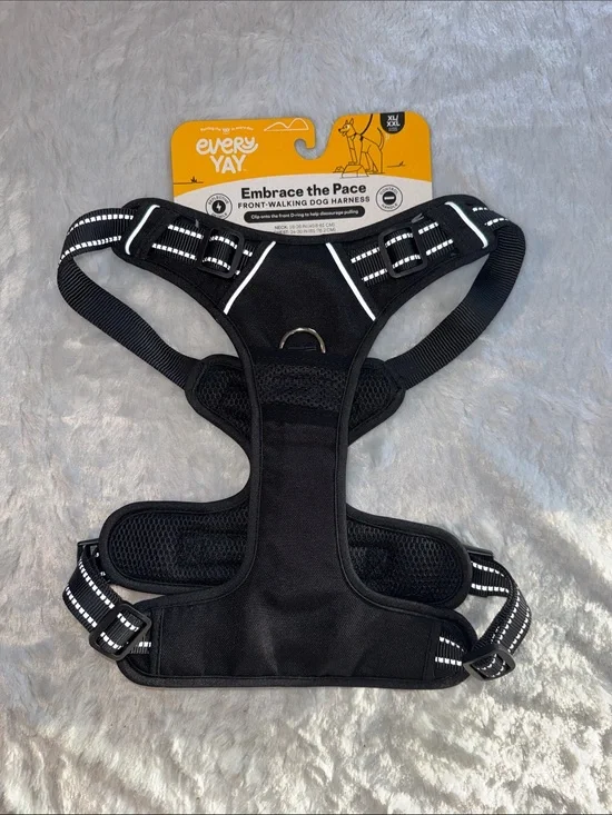 EveryYay Front Walking Reflective Dog Harness, Black, X-Large/XX-Large