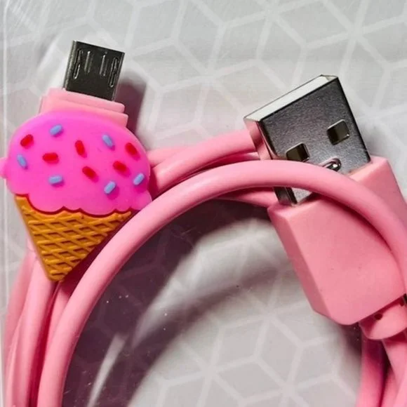 PINK Ice cream Cone Micro USB Cable