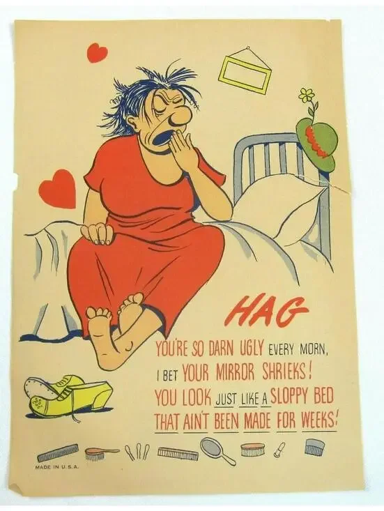 Vintage Vinegar Valentine Hag Woman Penny Dreadful Sarcasm Insult Poem Ephemera
