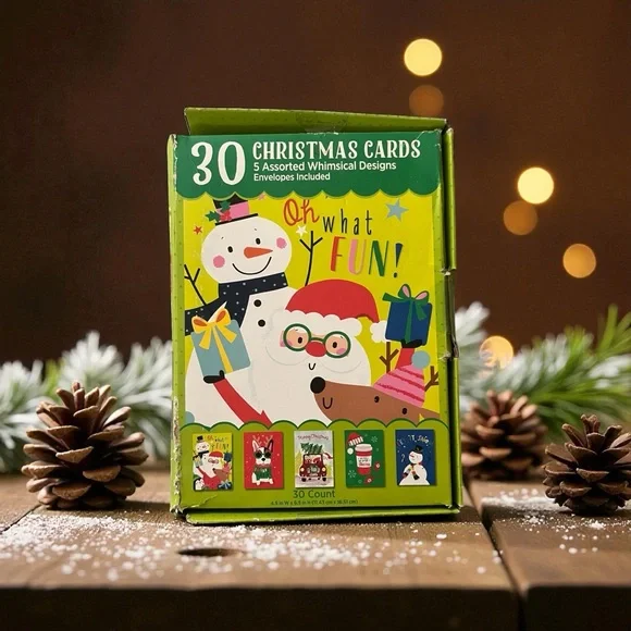 Whimsical Christmas Card Set - 30 Count