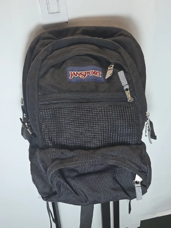 Jansport Men's Black Backpack with Front Organizer And Airlift Straps