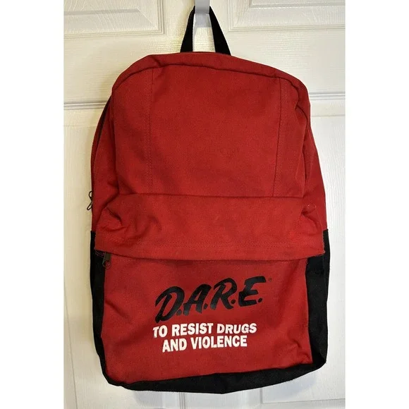Rare Vintage 90's D.A.R.E‎ To Resist Drugs And Violence Backpack Booksack Red