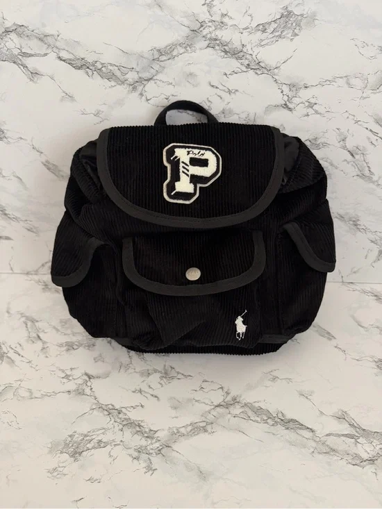Polo Ralph Lauren PWing Patched Mini Bag Backpack Preppy Hampton Polo Bear Black
