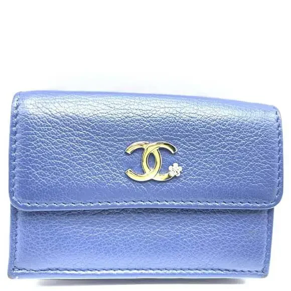 CHANEL Authentic Blue Leather Wallet