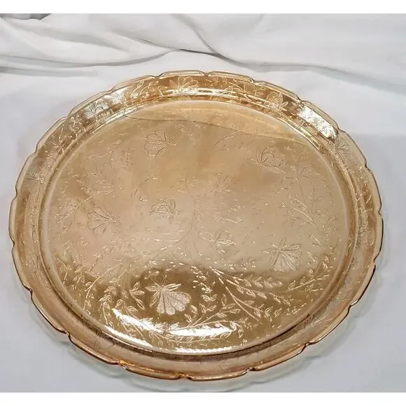 Jeannette Glass Peach Amber Plate 11