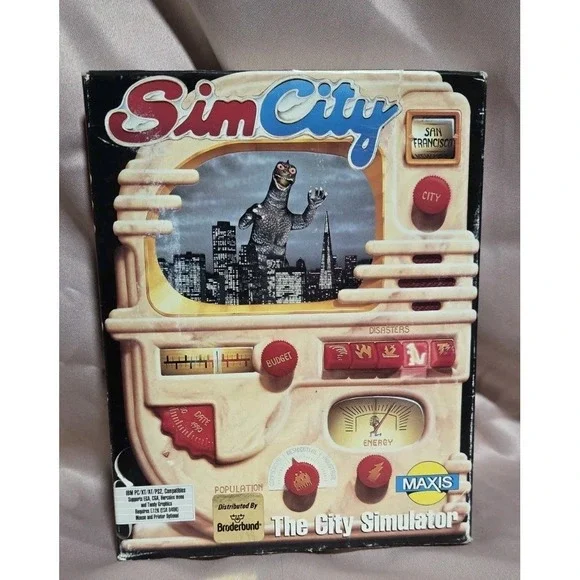 Sim City Complete In Box Godzilla Cover and Graphics Alternate Architecture