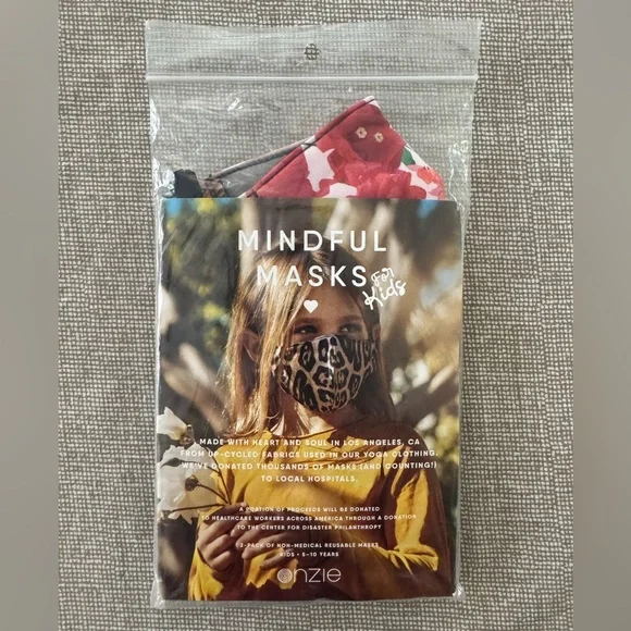 Brand New Onzie Mindful Masks for Kids - 1 Package of 2 Masks