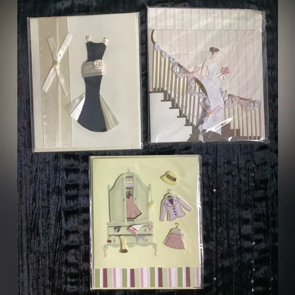 Elegant Wedding Invitation Set with Dress Design Set Of 3