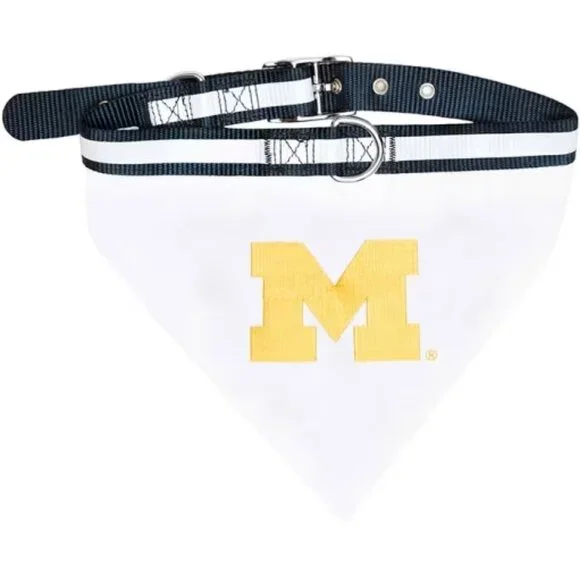 University of Michigan Reflective Dog collar with attached bandana NEW