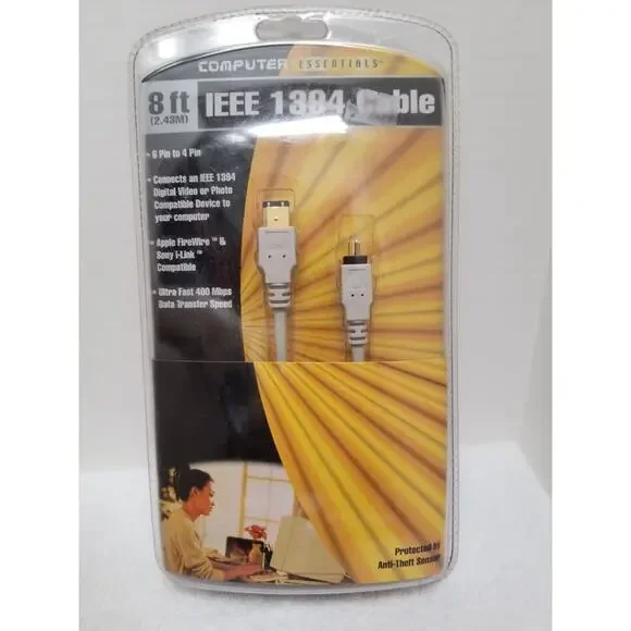 Computer essentials 8' IEEE 1394 cable 6 pin to 4 pin item no 296