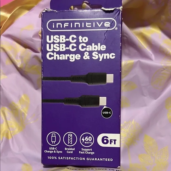 Black USB-C to USB-C Cable 6FT