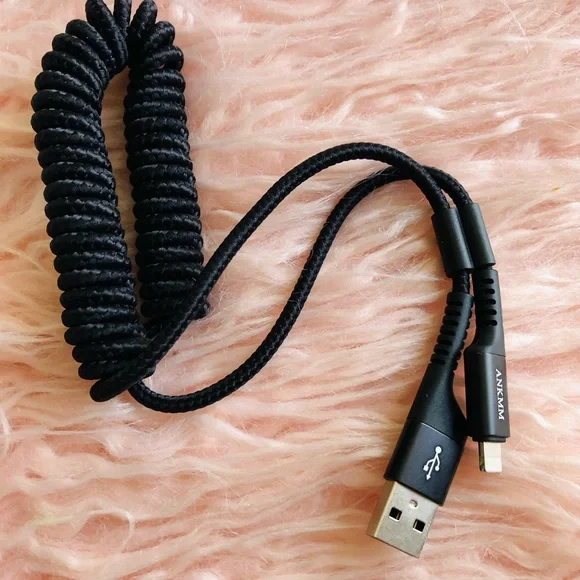 Retractable iPhone Charger Coiled Cable