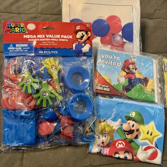 Super Mario Brothers Nintendo Kids Birthday Party Favors, Loot Bags, & Invites