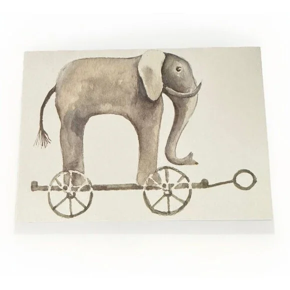 Vintage Oddballs Watercolor White Notecards - Elephant - Baby Shower - 10 Pk