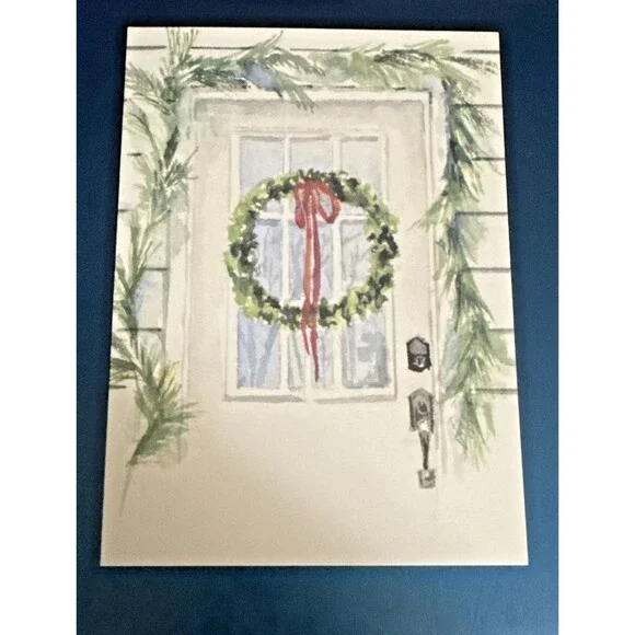 Oddballs Vintage Watercolor Greeted Christmas Card Box Of 10 - Breezeway Wreath
