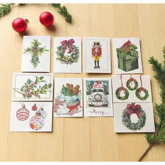 Odd Balls Vintage - Assorted Christmas Folded Note Cards - 10 Pack