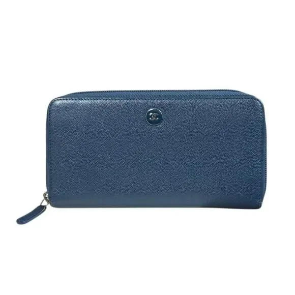 CHANEL Blue Leather Wallet