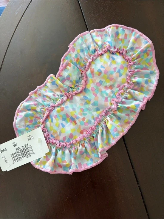 Children's Pastel Confetti Sleep Mask with Pink Ruffle Trim