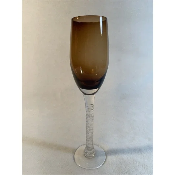 Pier 1 Brown Fluted Crackle Stem Wine Glass 9⅛