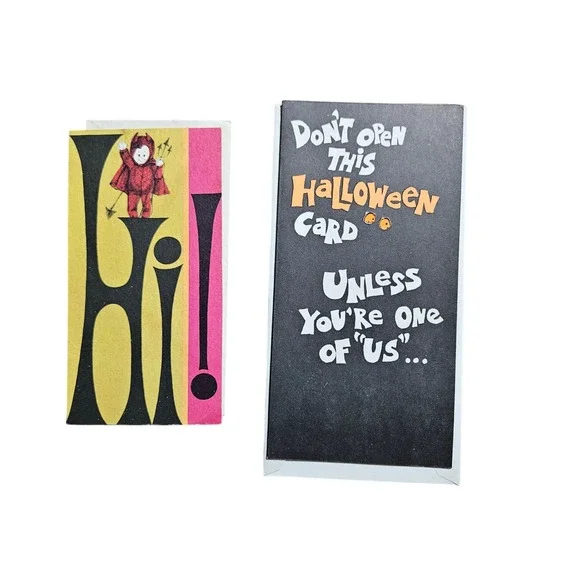 Lot of 2 Halloween Cards Devil Child Hi How The Hell Are You American Greetings