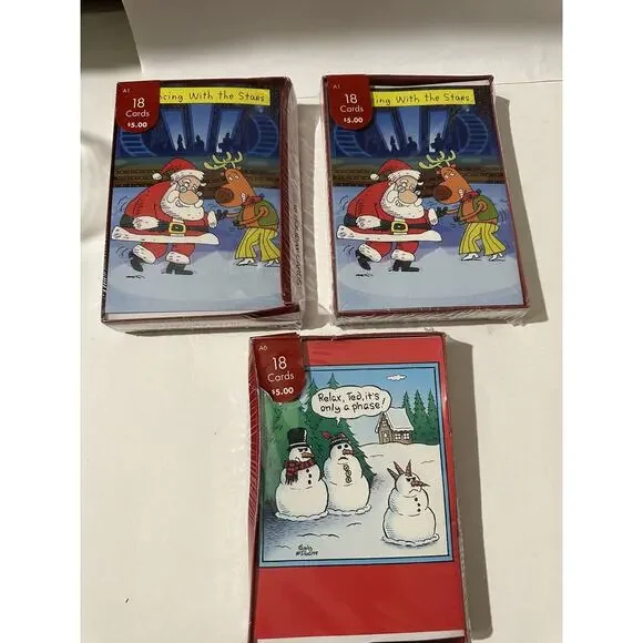 3 Box Of 12 Ea‎ -Relax Its Only A Phase & Prance Stars 54 Christmas Funny Cards