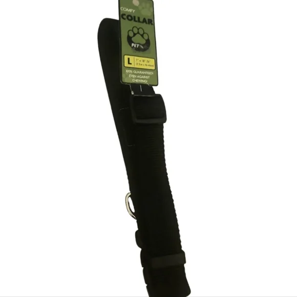 NEW! COMFY COLLAR Black Adjustable Dog Pet Collar Accessory Large.