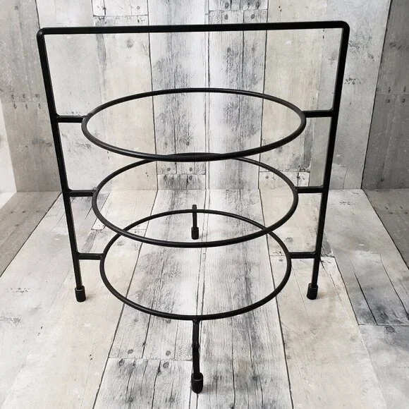 Black Metal 3 Tier Pie Plate Stand