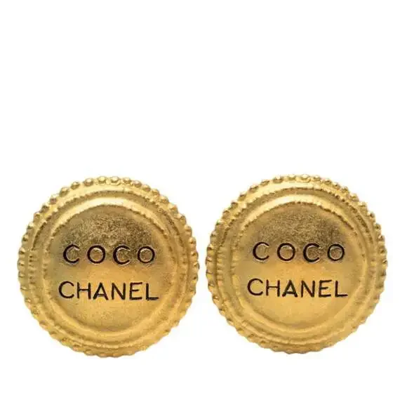 Chanel Earrings Logo Gold-Tone Metal #250192C64B
