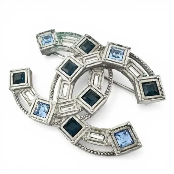 Chanel Cc Logo Brooch Sterling Silver #266500C77B