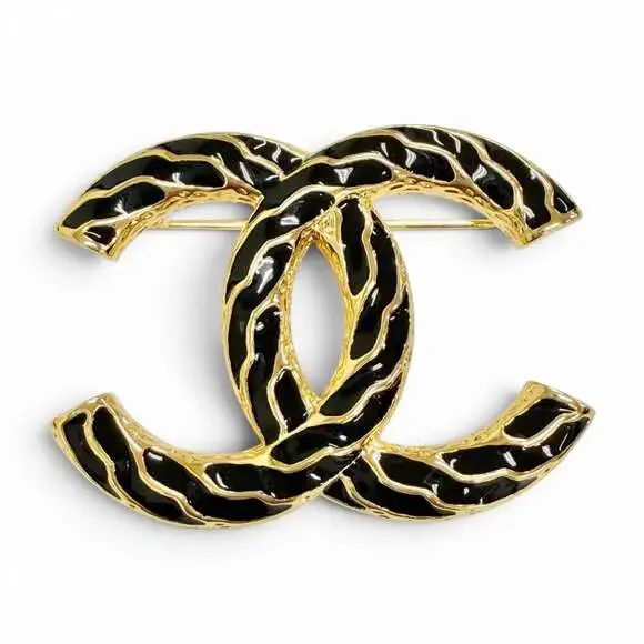 Chanel Cc Logo Brooch Gold-Tone Metal #266422C12B